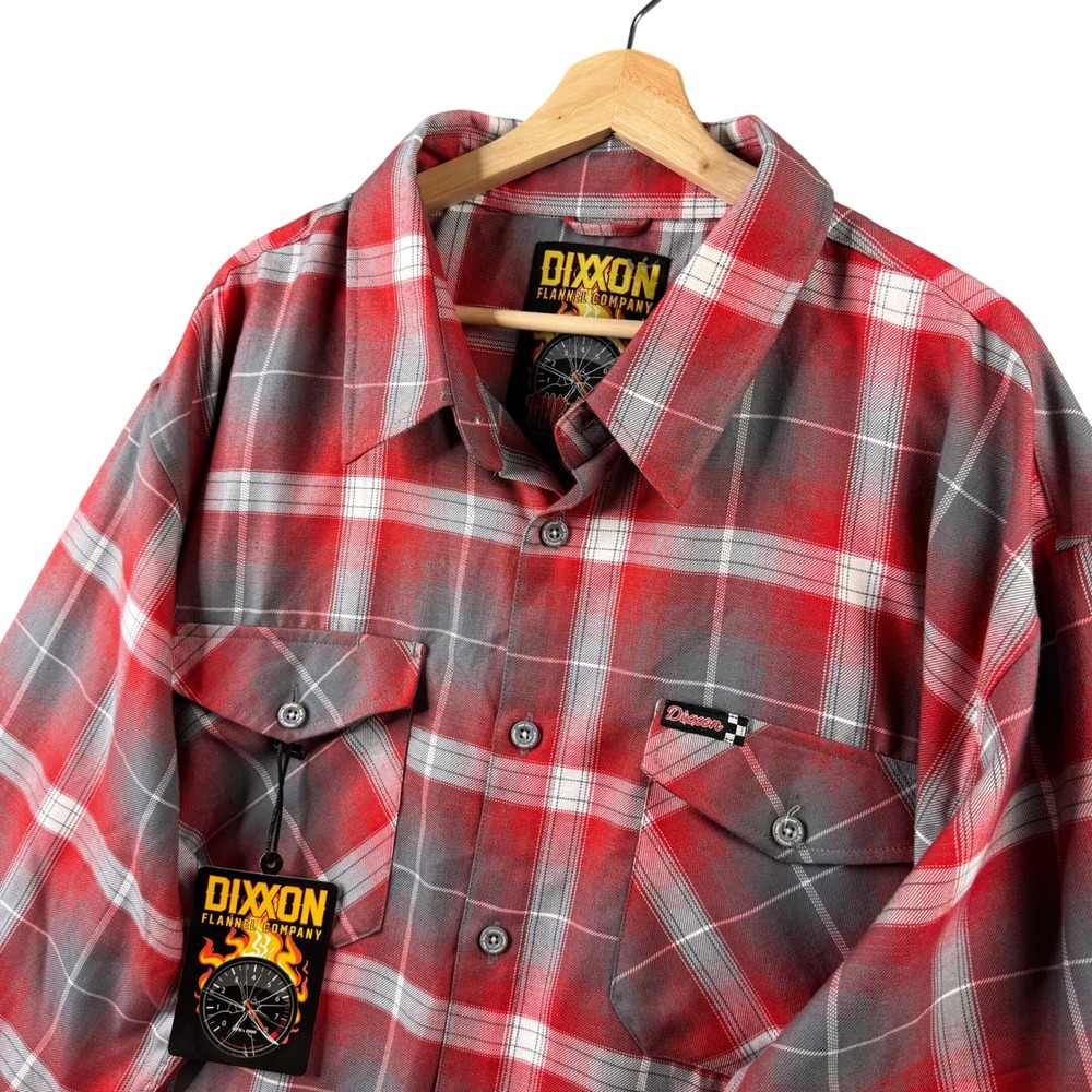 Dixxon Flannel Company‎ The RPM Red Gray Plaid Button Up Shirt Mens 4X NWT